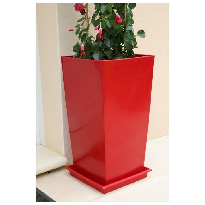 RIVIERA Pot de fleurs Nuance - Carré - 38 x 38 x H 69 cm - 67 L - Rou