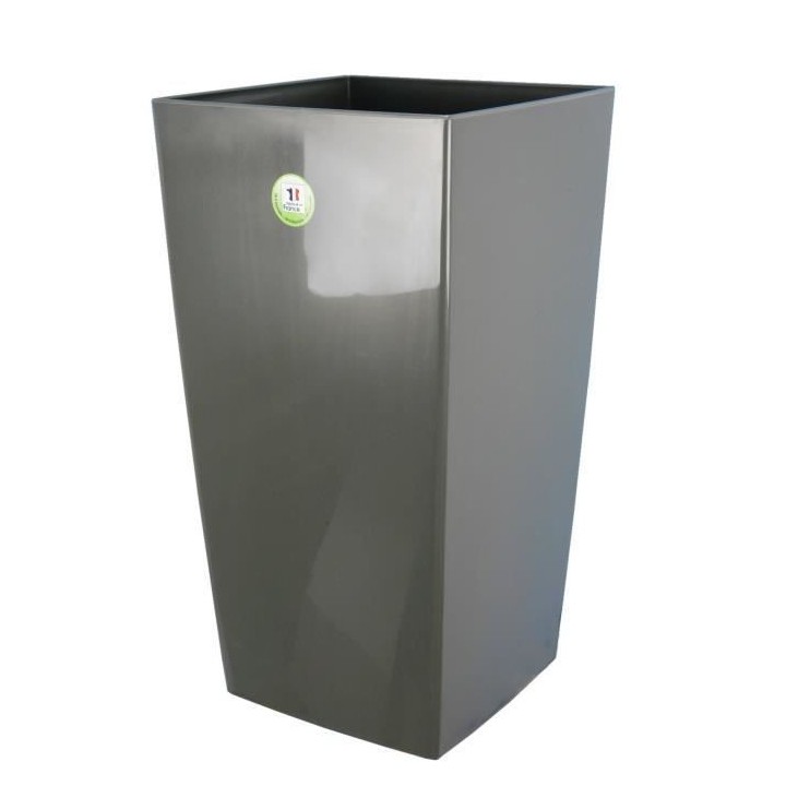 RIVIERA Pot de fleurs Nuance - Carré - 38 x 38 x H 69 cm - Gris paill