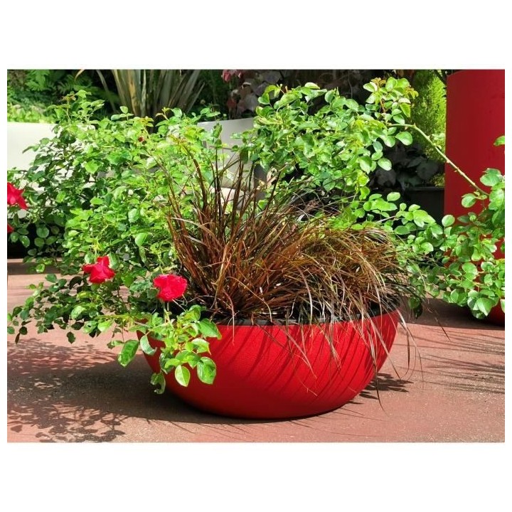 RIVIERA - Coupe pot de fleurs - granit D40 - rouge