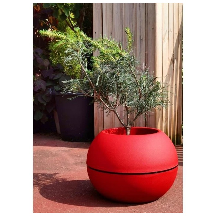 RIVIERA - pot de fleurs Boule - D40 - rouge