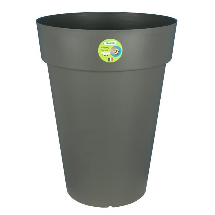 RIVIERA Pot de fleurs Soleilla - Rond - Ø 40 x 53 cm - Gris pailleté