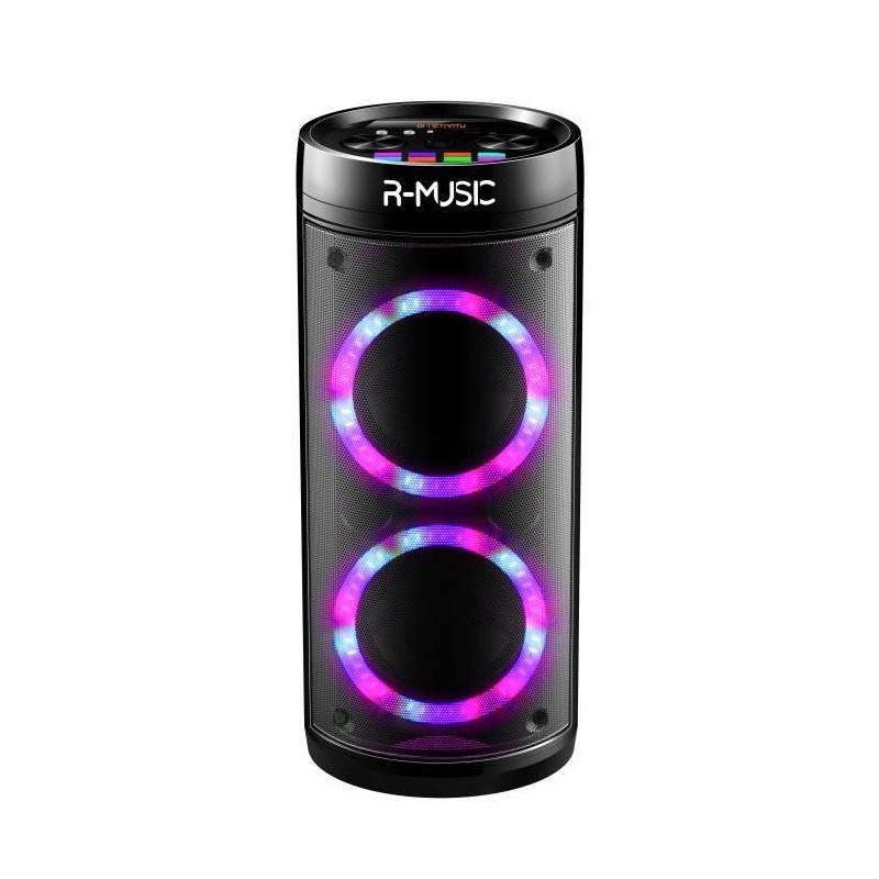 R-MUSIC Booster Party - Enceinte High Power BT sans fil - 600W - Jeu de lumiere - Egaliseur - USB, microSD - Ecran LED - Karaok