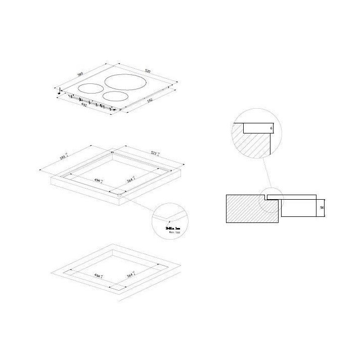 ROSIERES RCM634TPS/G3 - Plaque de cuisson induction - 3 zones - 60cm -