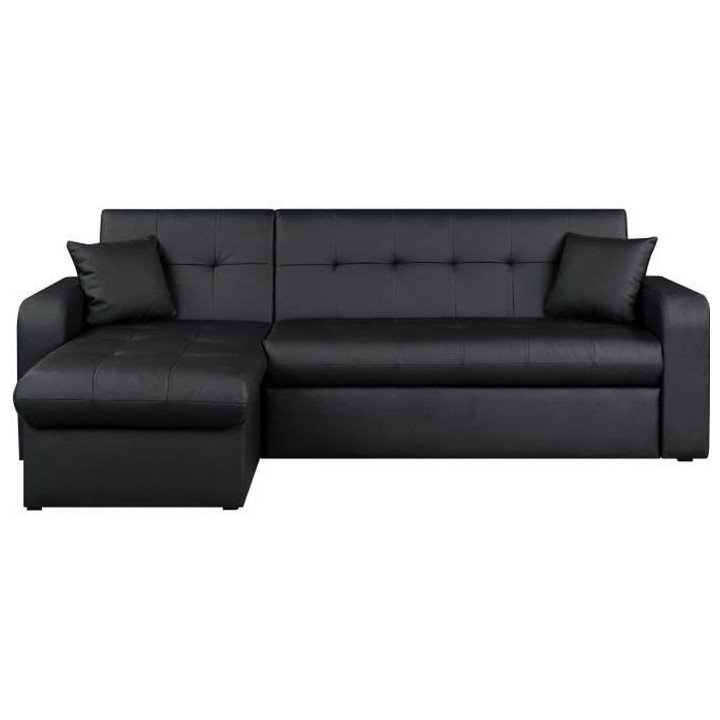 Canapé d'angle réversible convertible 3 places - Simili noir - Conte