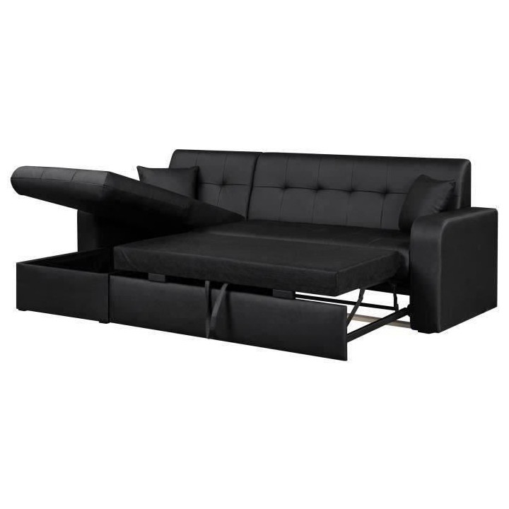 Canapé d'angle réversible convertible 3 places - Simili noir - Conte