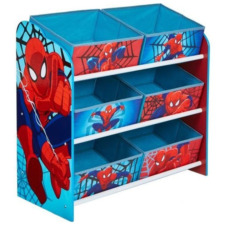 SpiderMan - Meuble de rangement pour chambre d'enfant avec 6 bacs