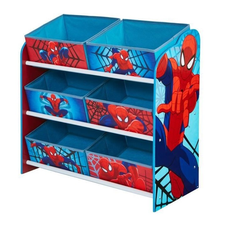 SpiderMan - Meuble de rangement pour chambre d'enfant avec 6 bacs