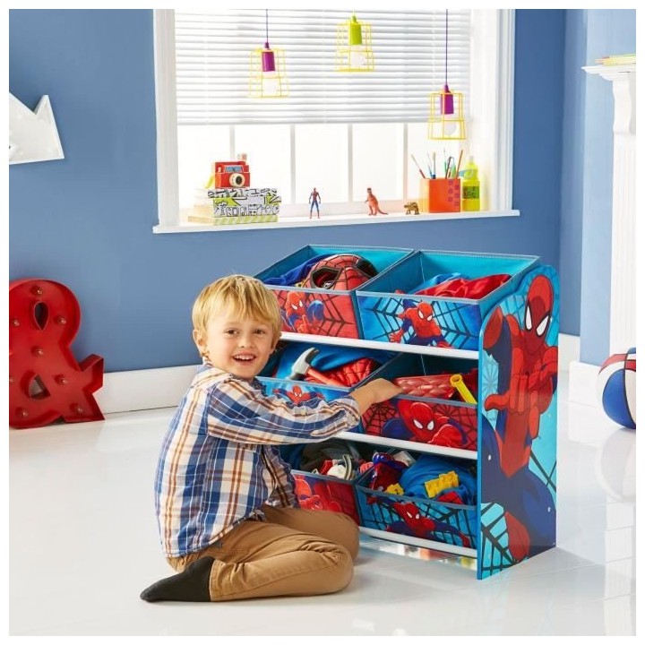 SpiderMan - Meuble de rangement pour chambre d'enfant avec 6 bacs