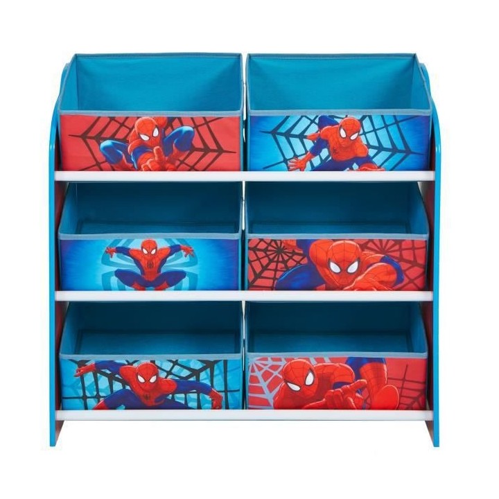 SpiderMan - Meuble de rangement pour chambre d'enfant avec 6 bacs