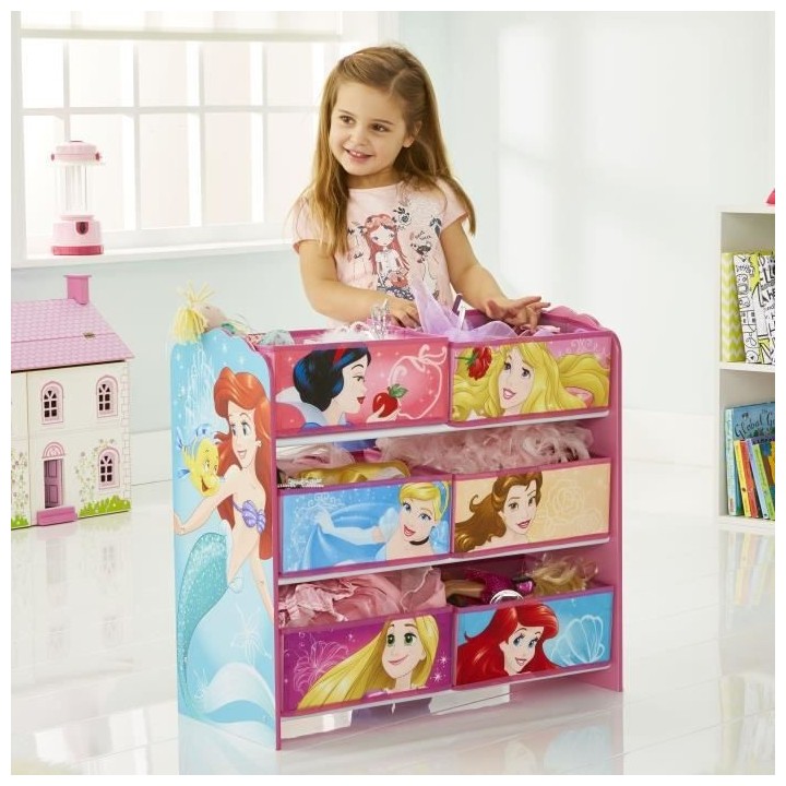 DISNEY PRINCESSES Meuble de rangement pour chambre d'enfant avec 6 bac