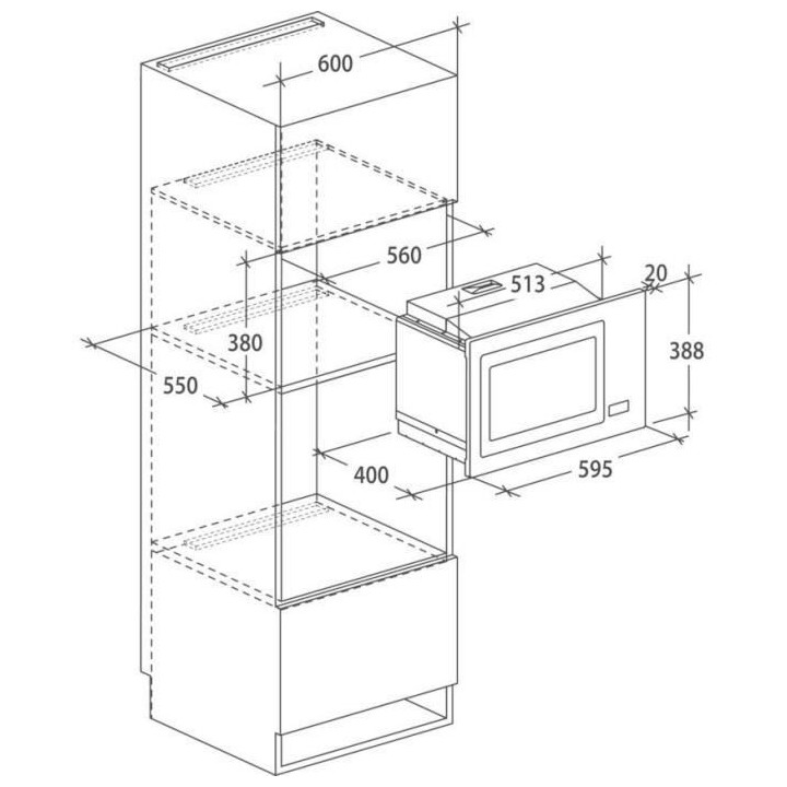 Micro-ondes Grill encastrable - ROSIERES - RMGS28PN - Inox - 28 L