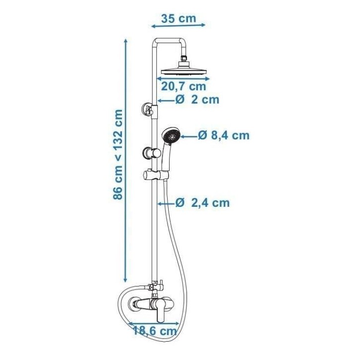 ROUSSEAU Colonne de douche avec robinet mitigeur mécanique Shenti noi