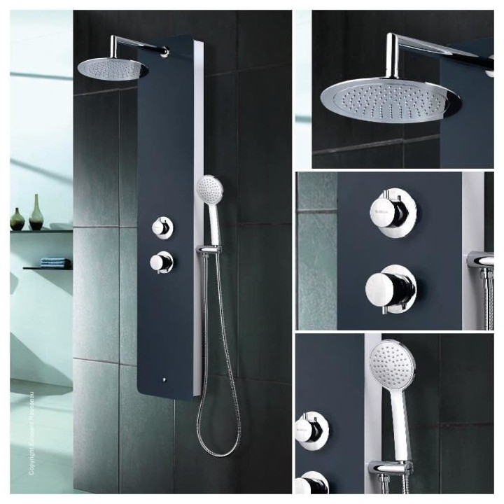 ROUSSEAU Colonne de douche Hydromassante Eris gris anthracite