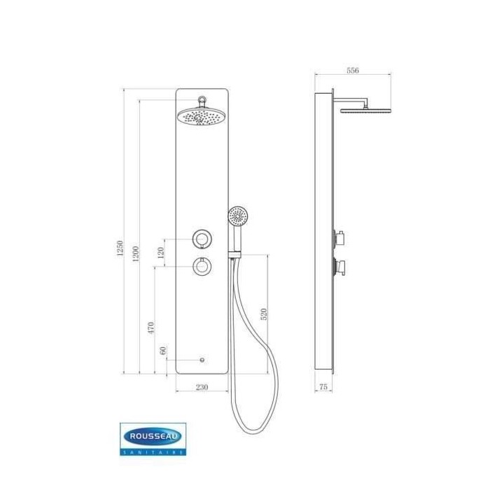 ROUSSEAU Colonne de douche Hydromassante Eris gris anthracite