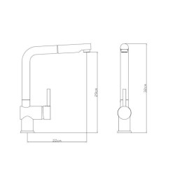 ROUSSEAU Robinet mitigeur de cuisine Matsouko - Avec douchette - Gris inox