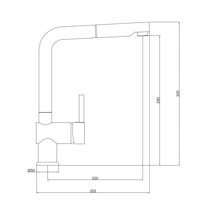 ROUSSEAU Robinet mitigeur de cuisine Matsouko - Avec douchette - Gris