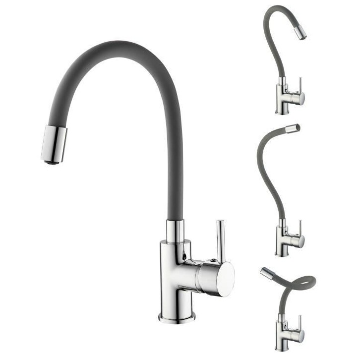 Mitigeur évier mémoire de forme - Gris - ROUSSEAU Ilo