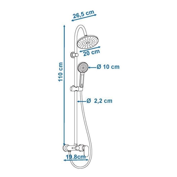 ROUSSEAU Colonne de douche avec robinet mitigeur mécanique Dakota