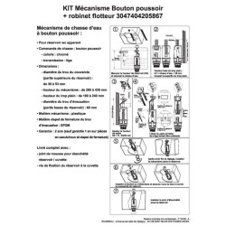 Kit mecanisme chasse d'eau avec robinet flotteur sachet