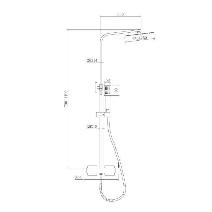 ROUSSEAU Colonne de douche avec robinet mitigeur mécanique Hawera Cua