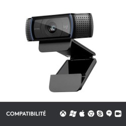 LOGITECH - Webcam HD Pro C920 Refresh - Microphone intégré - Idéal FaceTime et Skype - Noir