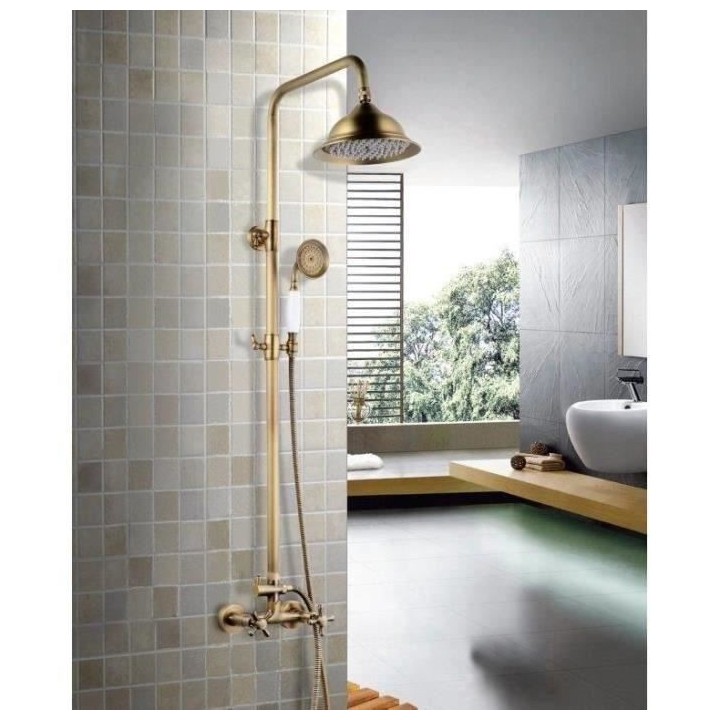 ROUSSEAU Colonne de douche avec robinet mélangeur Retro - Vieux-bronz