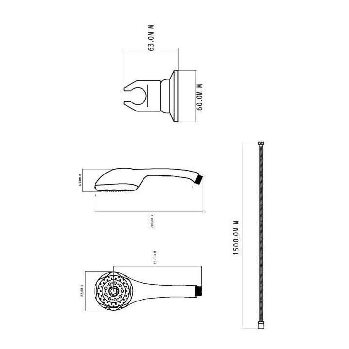 ROUSSEAU Combine flexible 5 jets Heko Chrome
