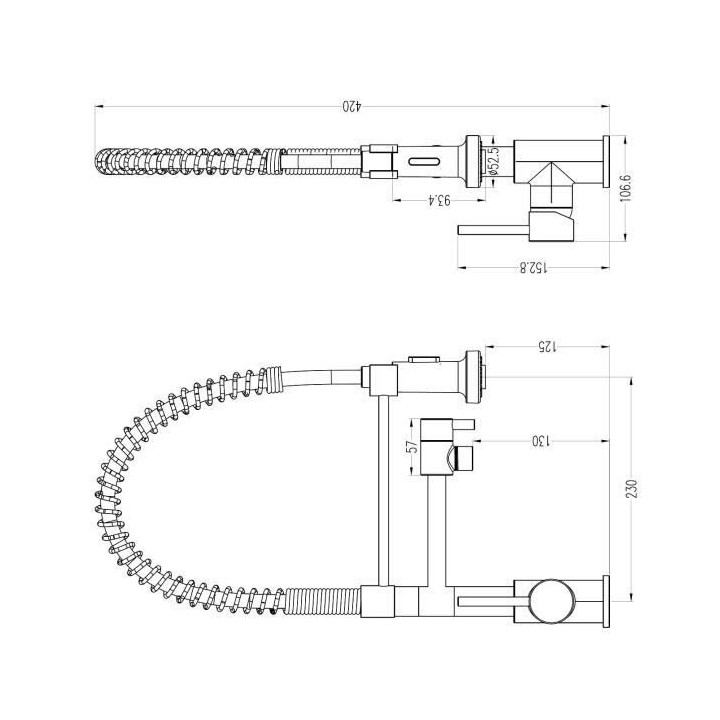 ROUSSEAU Robinet mitigeur de cuisine Mini Stoli - Avec douchette - Chr