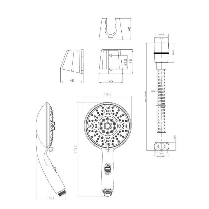 ROUSSEAU Combine flexible 5 jets Leptis Chrome