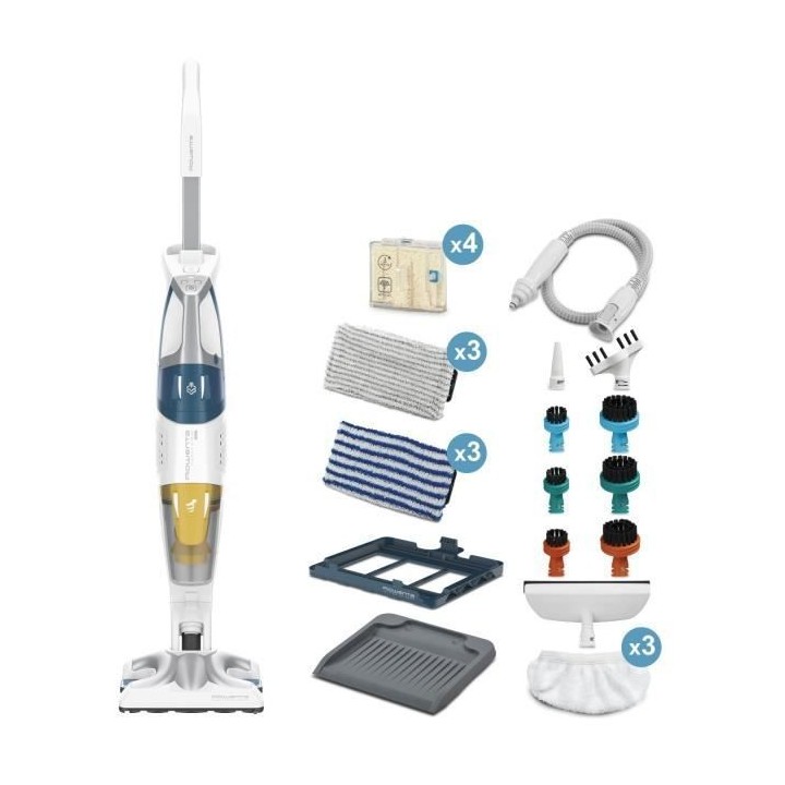 ROWENTA RY8561WH Clean&Steam Multi Nettoyeur vapeur 2 en 1, Nettoie, A
