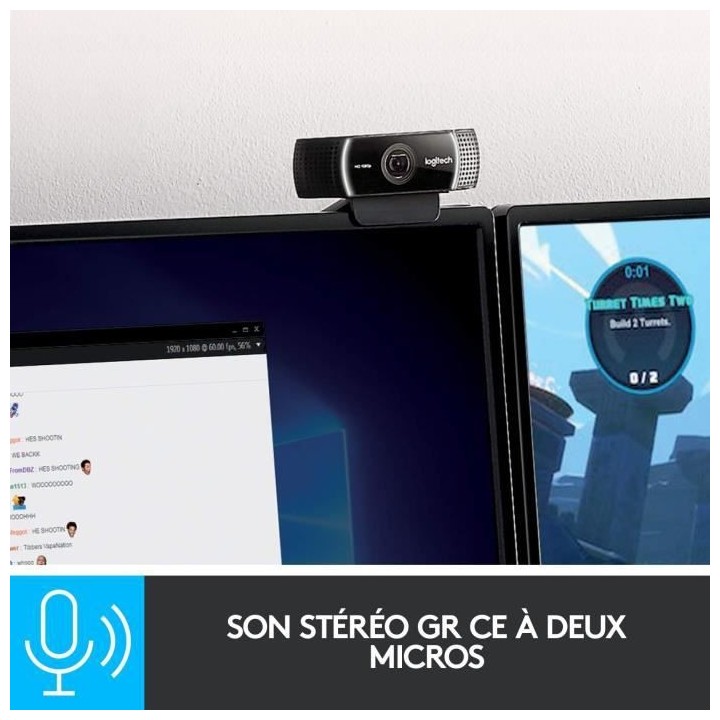 LOGITECH - Webcam Stream Full HD C922 Pro - Noir