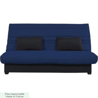 DUNLOPILLO Banquette Clic clac - Tissu Indigo + 2 coussins Noir - L 19