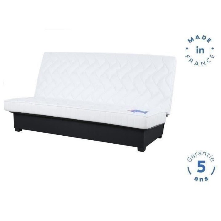 DUNLOPILLO Banquette Clic clac - Tissu Indigo + 2 coussins Noir - L 19