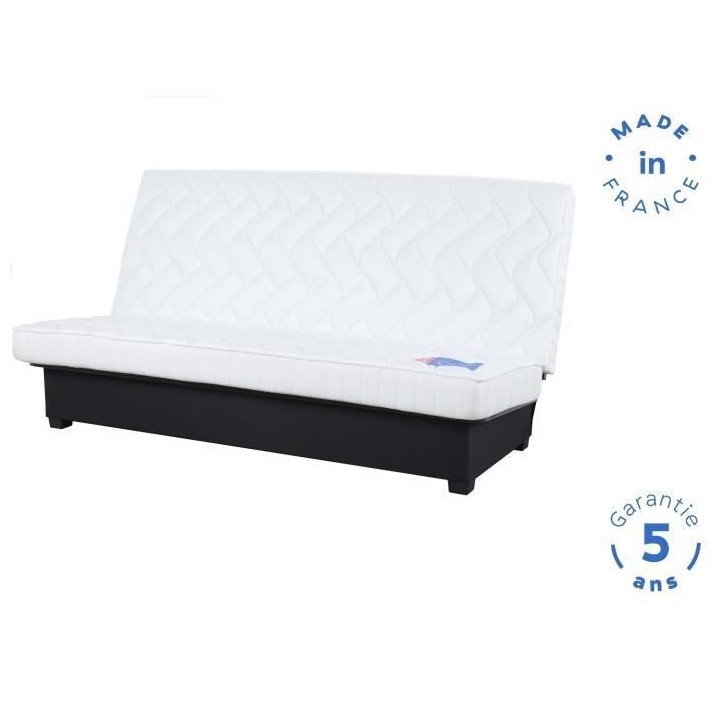 DUNLOPILLO Banquette Clic clac - Tissu Indigo + 2 coussins Noir - L 19