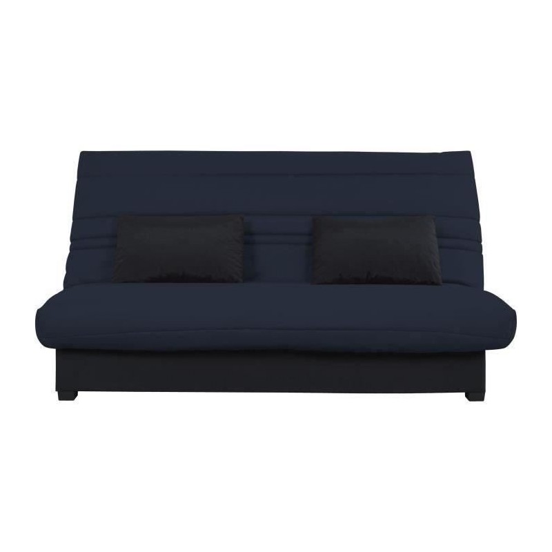 DUNLOPILLO Banquette Clic clac - Tissu Gris + 2 coussins Noir - L 194 x P 98 x H 100 cm - Made in France - ROXI