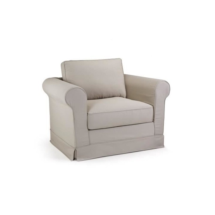 ROY Fauteuil Tissu Beige - L 92 x P 84 x H 81 cm