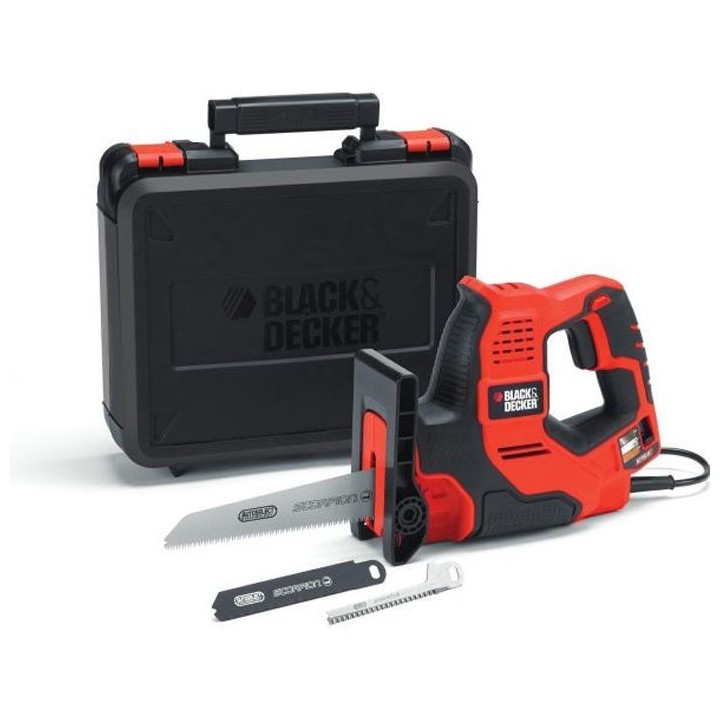 Scie a main filaire 500W BLACK+DECKER (Livrée en coffret + 3 lames) -