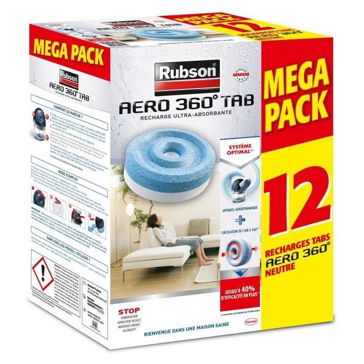 RUBSON PROMO MEGA PACK Lot de 12 recharge Aero 360 Neutre