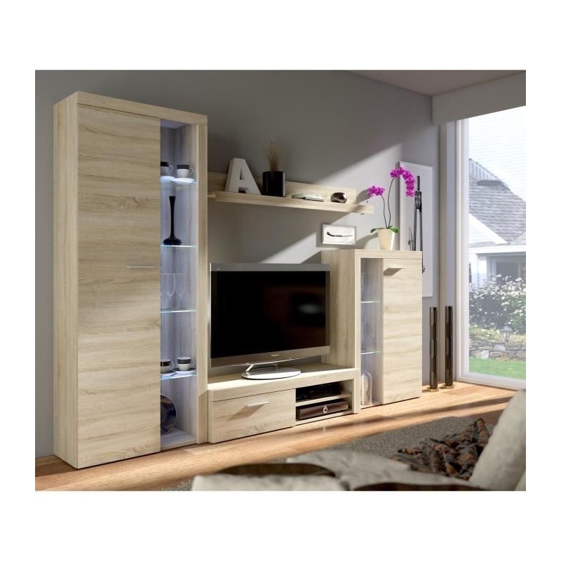 Meuble TV - Contemporain - Décor chene sonoma - L 120 cm - RUMBA