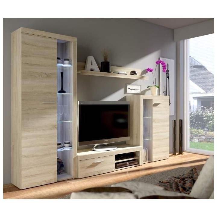 Meuble TV - Contemporain - Décor chene sonoma - L 120 cm - RUMBA