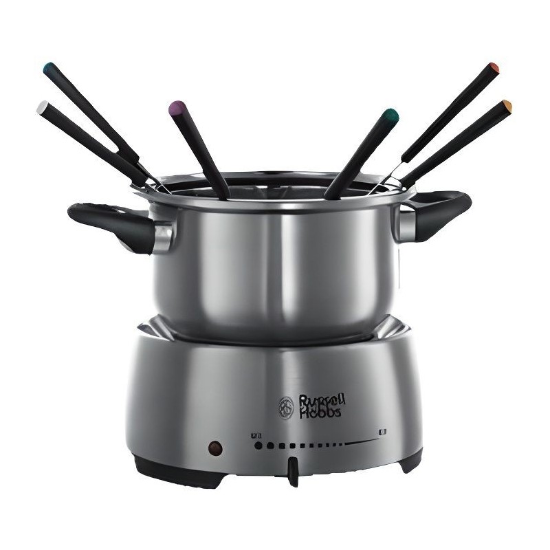 Russell Hobbs 22560-56 Fondue Electrique Fiesta 1200W pour 6 Personnes, Inox Compatible Lave Vaisselles