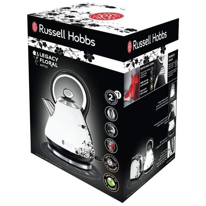 Russell Hobbs 21963-70 Bouilloire 1,7L Legacy Florale 2400W, Ebullitio