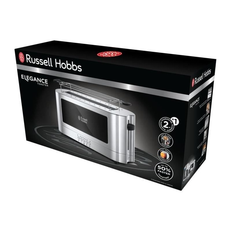 Russell Hobbs 23380-56 Toaster Grille Pain 1 Fente Spécial Baguette Elegance - Acier Chromé