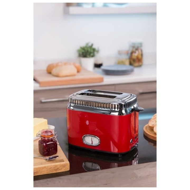 RUSSELL HOBBS 21680-56 - Toaster Retro - 2 fentes - 1300 W - Rouge