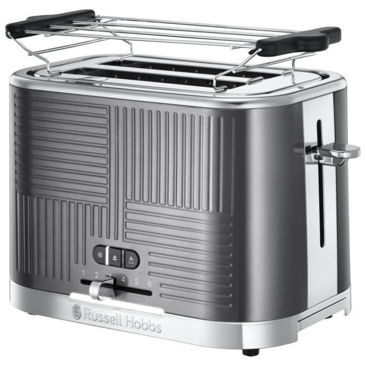 Russell Hobbs 25250-56 Toaster Grille-Pain Geo Steel, 4 Fonctions, Tem