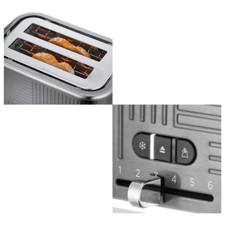 Russell Hobbs 25250-56 Toaster Grille-Pain Geo Steel, 4 Fonctions, Tem