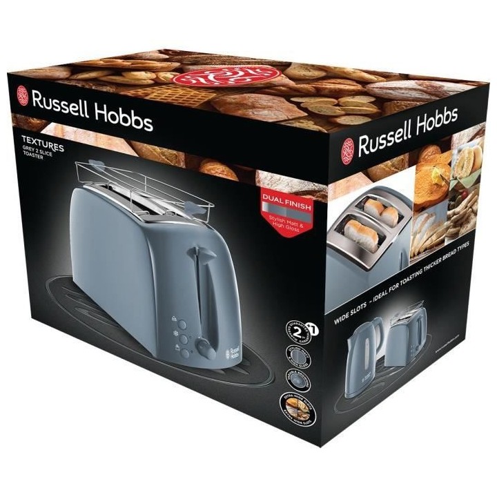 Russell Hobbs 21644-56 Toaster Grille-Pain Texture Fentes Larges - Gri