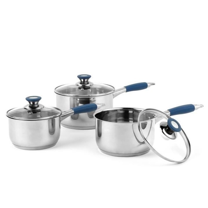 RUSSELL HOBBS RH01178EU - Lot de 3 casseroles en acier inoxydable