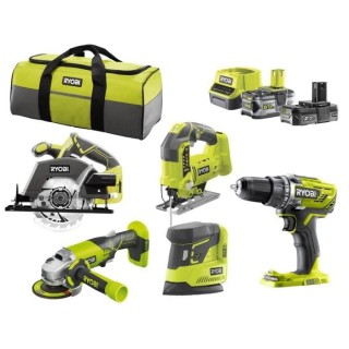 RYOBI R18CK5B-252S Pack 5 outils ONE+ 18V (Perceuse, meuleuse, scie sa