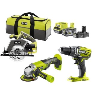 RYOBI R18CK3E-252S Pack 3 outils ONE+ 18V (Perceuse, meuleuse, scie ci